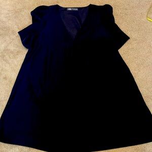 Zara black V-neck a-line dress with puff sleeves XXL